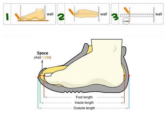 Bảng chọn size giày và cách đo cho bé
