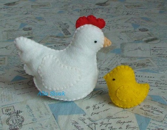 làm con gà bằng vải dạ